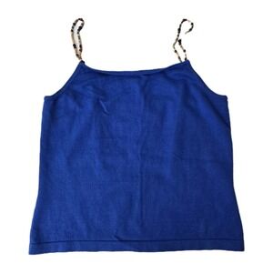 Lauren Ralph‎ Lauren Blue Beaded Straps Tank Size Large Crop Y2K